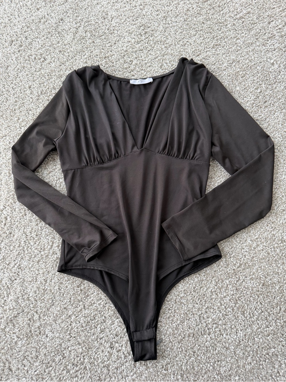 gaze Black Long-Sleeve V-Neck Bodysuit